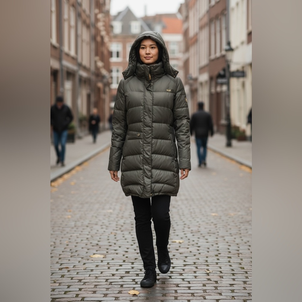 Lole Women's Gray Down Puffer Coat w recycled bottle lining in EUC